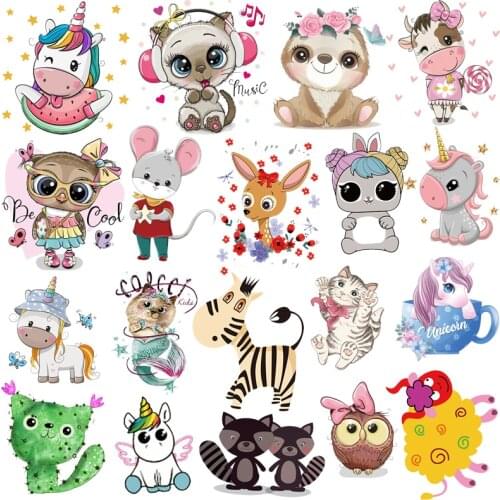 Cute Small Animals Thermal Stickers Iron On Transfers Vinyl Heat Transfer Ironing Stickers T-shirt Patches For Clothing Applique