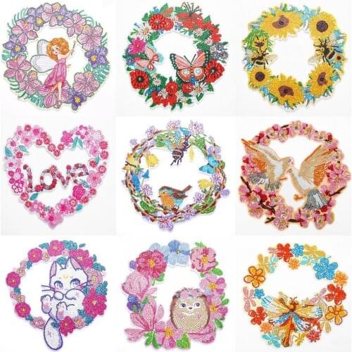 DIY Diamond Painting Wreath Kit for Door Home Wall Decoration Special Shaped Drill Diamond Embroidery Kit Cross Stitch Craft