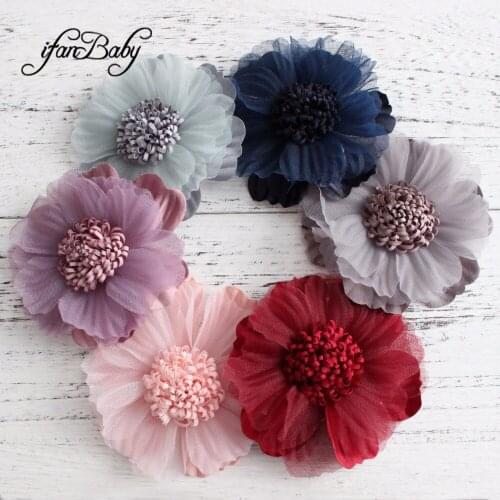 Unfinished craft flower accessories for hair shoes brooch kids women fabric Artificial flowers