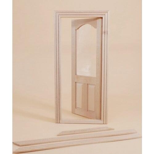 New 1:12 Dollhouse Miniature Unpainted Wooden Door Furniture Model DIY Accessories