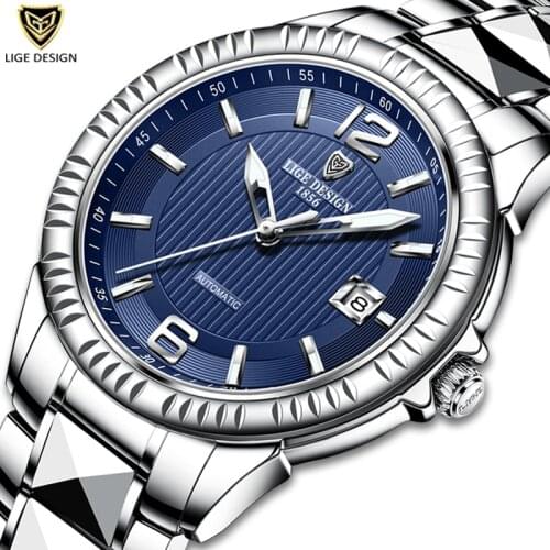 2020 New LIGE Sword-Shaped Pointer Automatic Mechanical Watch Luxury Tungsten Steel 50m Waterproof Business Watch Men Watches