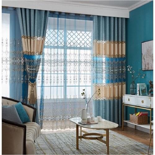 New Linen Stitching Embroidered Curtain Semi-shading Nordic Living Room Bedroom Study Curtain