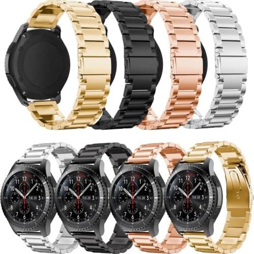 New Stainless Steel Watch Band Bracelet Strap For Samsung Gear S3 Frontier / Classic Connector Adapter 22mm Black Rose Gold