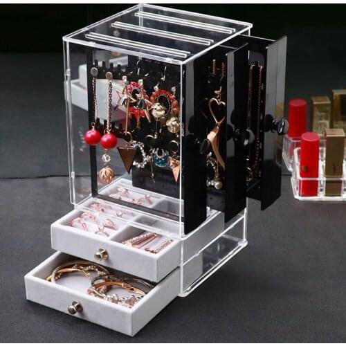 Storage Organizer Jewelry Box Earring Display Stand Bracelet Necklace Rack Flannel Drawer Type Large Capacity
