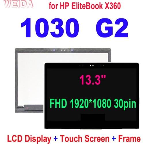 Original 13.3" LCD for HP EliteBook X360 1030 G2 LED LCD Display Touch Screen Digitizer Assembly Frame FHD 1920*1080 30pin