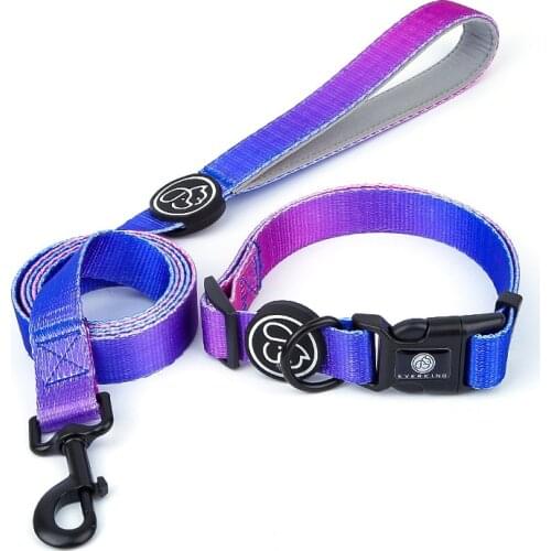 Dog Leash Collar 2pcs Sets Adjustment New Gradient Color Leash Harness Set Pet Walking Rope For Small Medium Dogs