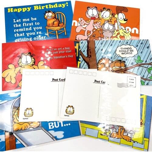 6 pcs/set Anime Greeting Cards Garfield Birthday Valentines Day Postcards Cartoon Card Office School Supplies 10x14cm