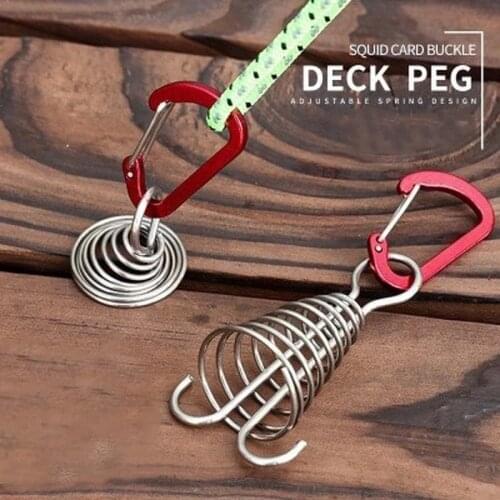 Outdoor Awning Tent Fixed Hook Spiral Shaped Spring Octopus Deck Peg Carabiner Hooks Rope Buckle Tent Hooks Board Pegs