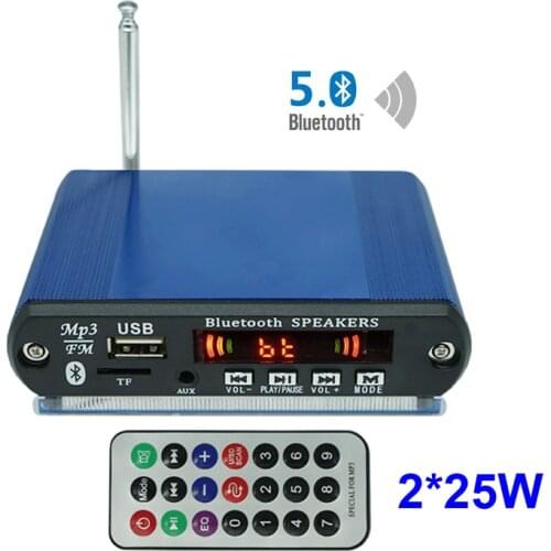 Bluetooth 5.0 2*25W Digital Audio Decoder Board FM MP3 Player Class D Stereo DIY Speaker USB AUX Recording Calls Power Amplifier