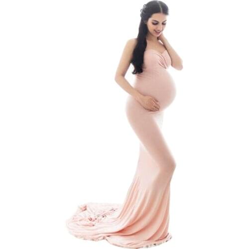 Floor Length Women Maternity Dress Shoulderless Sexy Summer Pregnant Photo Shoot Gown Outfits Clothes
