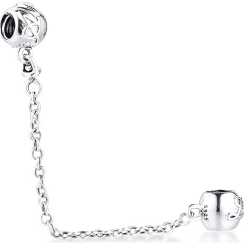 Fits for Pandora Charms Bracelets Love Always Safety Chain Beads 100% 925 Sterling-Silver-Jewelry Free Shipping