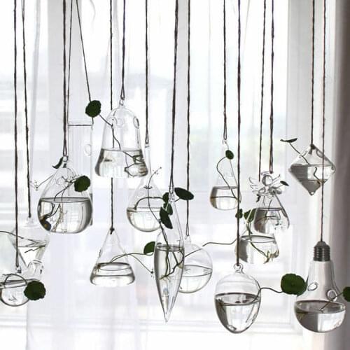Home Garden Hanging Glass Ball Vase Flower Plant Pot Terrarium Container Party Wedding Decor Creative Hanging Decoration