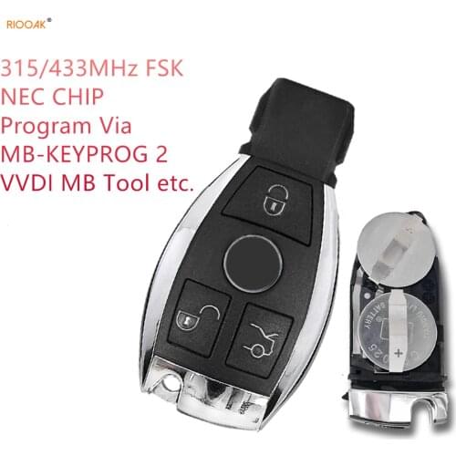 RIOOAK 3 Buttons 315&433MHz NEC Smart Remote Key Fob for Mercedes Benz A B C Class 2000-2014 WIthout Panic