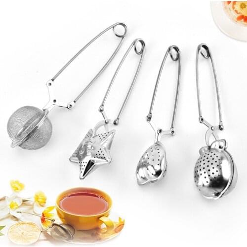 Spring Spoon Tea Mesh Ball Infuser Filter Teaspoon Squeeze Creative Strainer Metal Stainless Steel Handle Spoon tea maker
