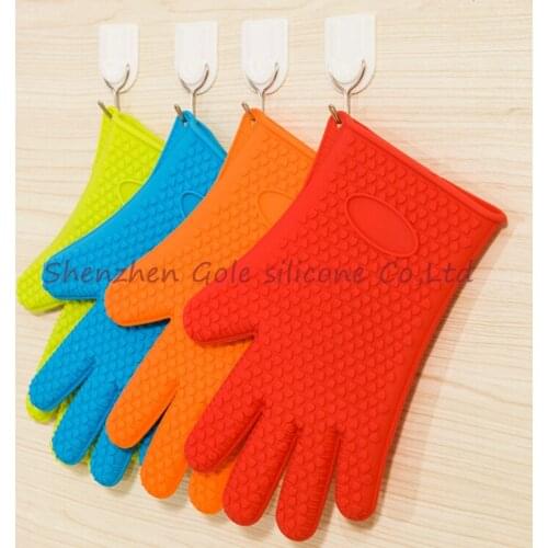 Free Shipping 50pcs/lot Heat Resistant Silicone Glove Cooking Baking BBQ Oven Pot Holder Mitt Kitchen