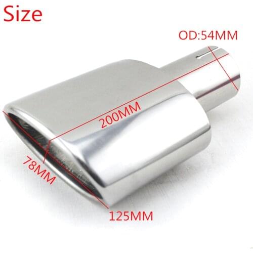 Universal Car stainless steel Exhaust End Tips Pipes exhaust oval tip OD 54MM ID 51MM