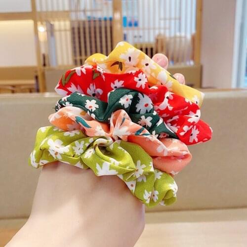 2020 New Summer Women Girls Sweet Candy Soft Flower Dot Scrunchies Rubber Bands Lady Lovely Hairpins Female Hair Accessories