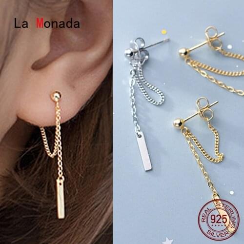 La Monada Women Earrings Tassel Piercing Ear 925 Small Silver Earrings Fashion Girl Small Stud Earrings For Women Silver 925