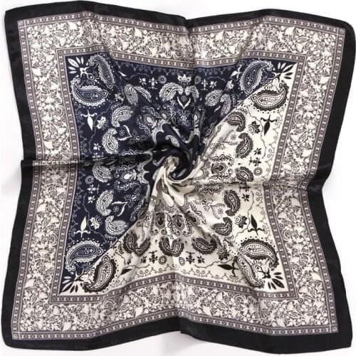 Scarf Silk Satin Bandana Women Summer Square Small Bag Wrap Bohemian Retro Paisley Ladies Scarves Indian Muslim Islamic Kerchief