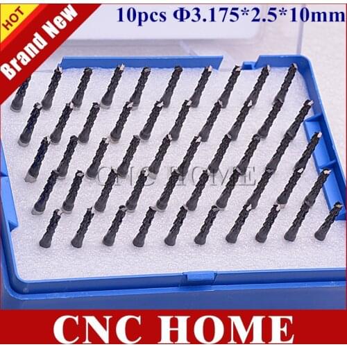 10pcs 2.5mm fish tail altin nano coating corn milling cutter tungsten carbide end mill engraving CNC PCB 3.175mm*2.5mm*10mm