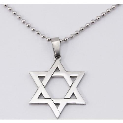 10pcs Star of David mirror polished Magen David Pendant stainless steel Metal Necklace for men women wholesale price