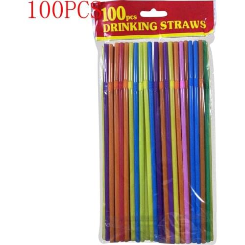 100 Pcs Disposable Plastic Drinking Straws Multi-Colored Striped Bendable Elbow Straws Party Event Alike Supplies Color Random