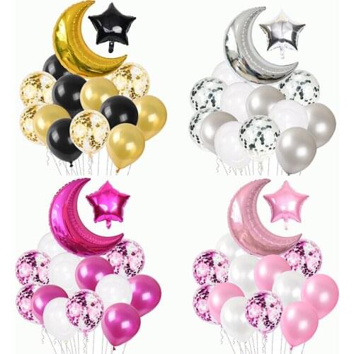 14pcs 22inch moon star combination gold pink sun rainbow wedding birthday party decoration helium balloon baby shower toy golbos