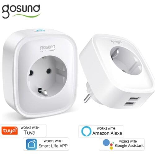 16A Gosund WiFi Smart Plug With 2 USB Ports Works With Alexa Google Assistant EU Power Energy Monitor Socket Tuya APP Control