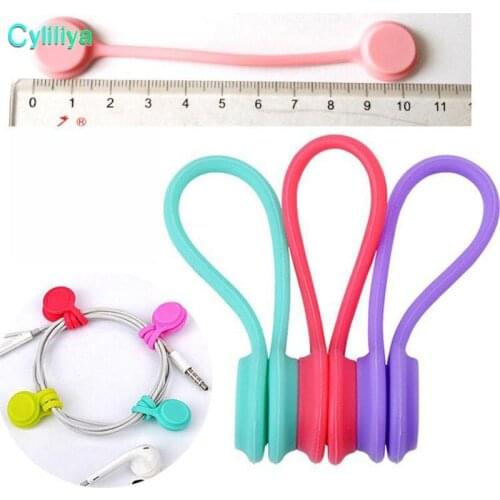 200pcs Hot Multifunction Magnet Silicone Earphone Headphone Cord Winder USB Cable Holder Strap Magnetic Organizer Gather Clips