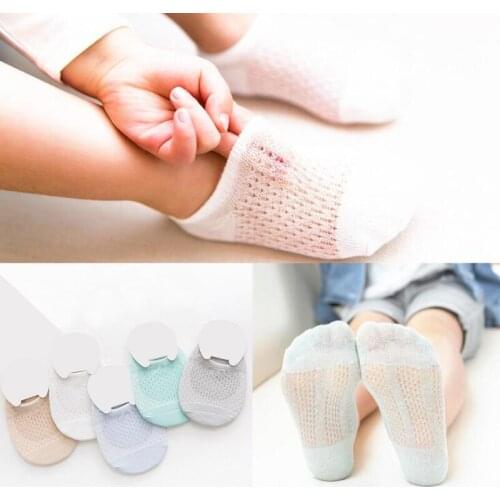 5Pair/lot Spring and summer new cotton mesh baby boat socks thin cotton baby kids socks