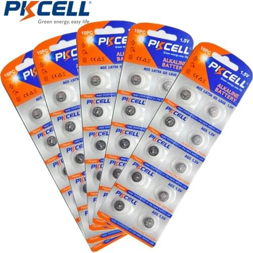 50 x PKCELL AG5 LR48/193/754 1.5 V 60mAH Alkaline Battery Coin Cell Button Batteries