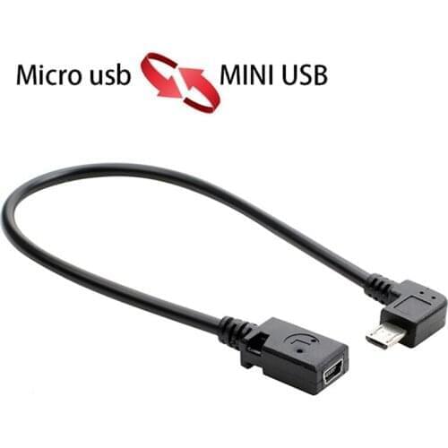 For Micro USB Male To Mini USB Female Adapter Converter Data Cable 90 Degree Converter Data Cable Line