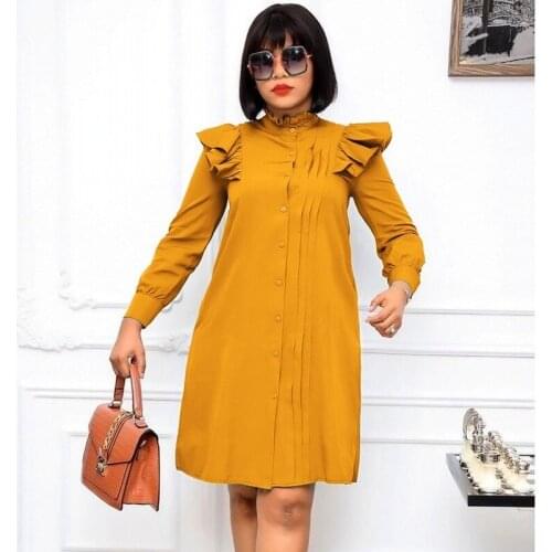 African Dresses For Women Vintage Dresses Blouse Long Sleeve Plus Size Shirt Sexy Night Party Midi Dress Vestidos Ladies Clothes