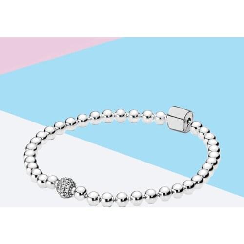 Authentic 925 Sterling Silver Pan Bracelet Fashion Simple Bead Bracelet Fit Diy Charm Women Jewelry