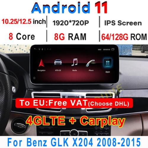 10.25" Android 11 8Core 8+64G Car Multimedia Player GPS Navigation Radio Stereo Navi for Mercedes Benz GLK Class X204 2008-2015