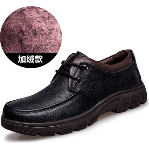 2018 Winter Fur Zapatos Hombre Tops Men Shoes Male Casual Shoes Lace-Up Boots Genuine Leather Black Ankle Booties Casual Boots