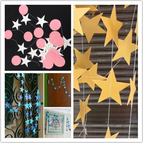 4M Paper Garland Star Shape String Banners Baby Shower Girls Bunting Hanging Paper Happy Birthday Wedding Party Home Decoration