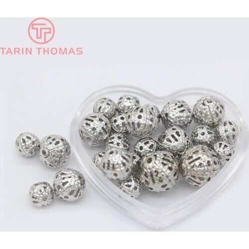 50PCS 12MM Imitation Rhodium Color Iron Spacer Beads Hollow Metal ball Diy Jewelry Findings Earrings Accessories Wholesale