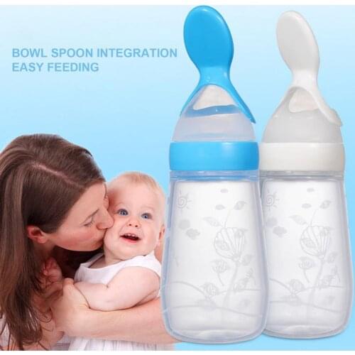 125ml Feeding Bottle with Cover Fresh-keeping Food Grade Material Food Dispensing Spoon for Newborn baby water bottle