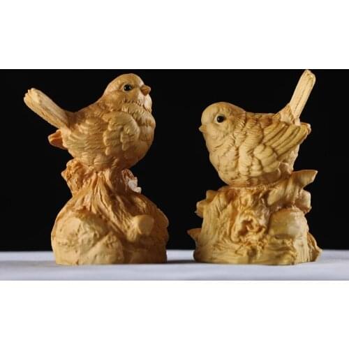 Double loving Birds Happiness Boxwood Carving Modern Chinese Style Home Decoration Housewarming New Home Wedding Gifts