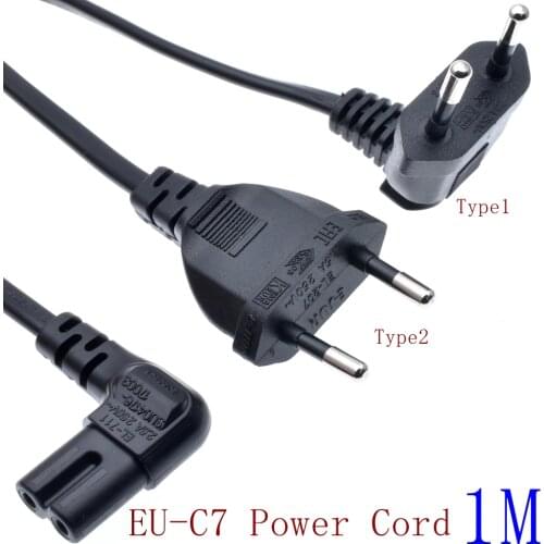 EU Schuko CEE7/16 Right Angled to IEC320 C7 Power Lead Adapter Cable for Samsung Philips Sony LED TV Figure 8 AC Power Cord 1m