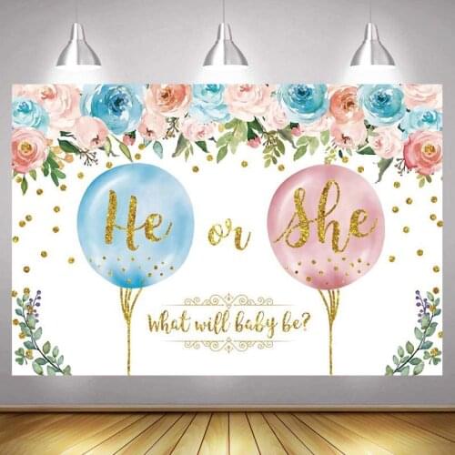 Boy or Girls Gender Reveal Photo Backdrop Happy Birthday Party He or She Photography Background Decoration Photocalls Banner