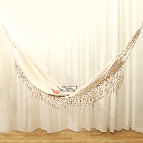 Hammock Large Macrame Fringe Double Hammock Swing Net Chair Out/Indoor Hanging Hammock Swings