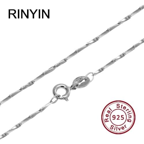 RINYIN 100% 925 Sterling Silver Necklace Fashion Jewelry 1mm 16/18/20/22/24 Inches Links Chain