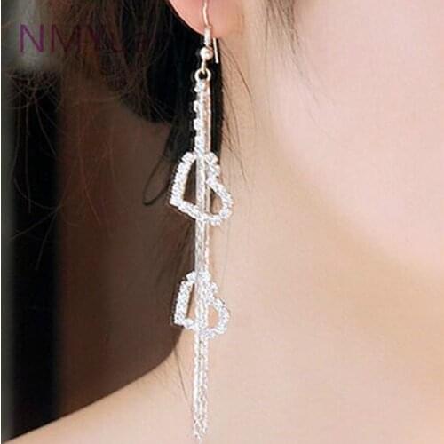 Korea exaggerated tassel earrings earrings long section of the womens double love gift wholesale