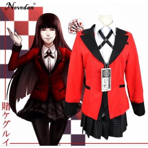 Kakegurui Cosplay Yumeko Jabami Anime Costumes Japanese Girls School Uniform Full Set Jacket+Shirt+Skirt+Stockings+Tie