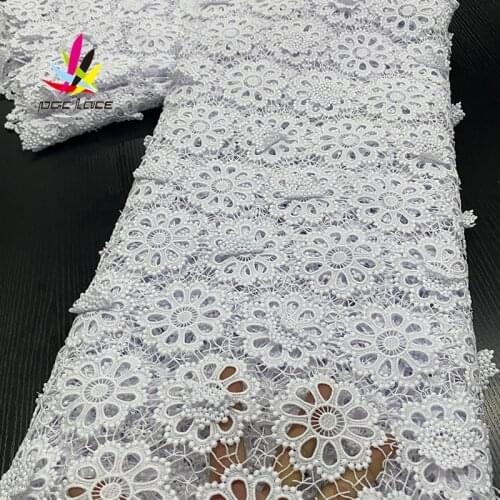 2020 Milk Silk Lace African Pure White Dress Styles Aso Ebi Guipure Fabric Cotton Soft Guipure Stones Rhinestone High Quality