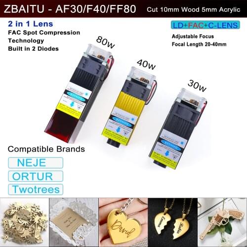 30W/40W/80W laser Module Laser Head 450nm Blue Laser TTL Module Set for Laser Engraving Machine Wood Marking Cutting Tool