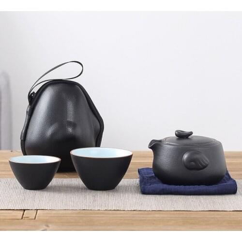 Lubao Glaze Express Cup Set Travel Portable Biyifei Travel Tea Set A Pot of Two Cups Tea Travel Kung Fu Tea Set ChineseTea Set