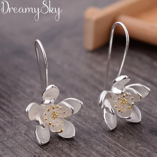 Fashion Jewelry Silver Color Large Flower Earrings For Women Ladies Earrings Girls Gifts Pendientes Brincos